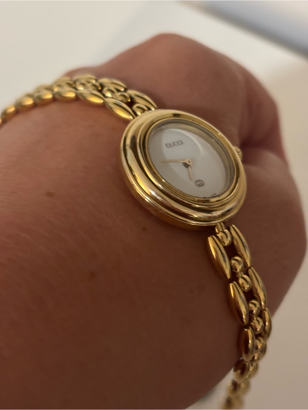 Authentic Gucci Gold Change Bezel 11/12 Rice Link 7.5” Bracelet Watch COA - Picture 10 of 16
